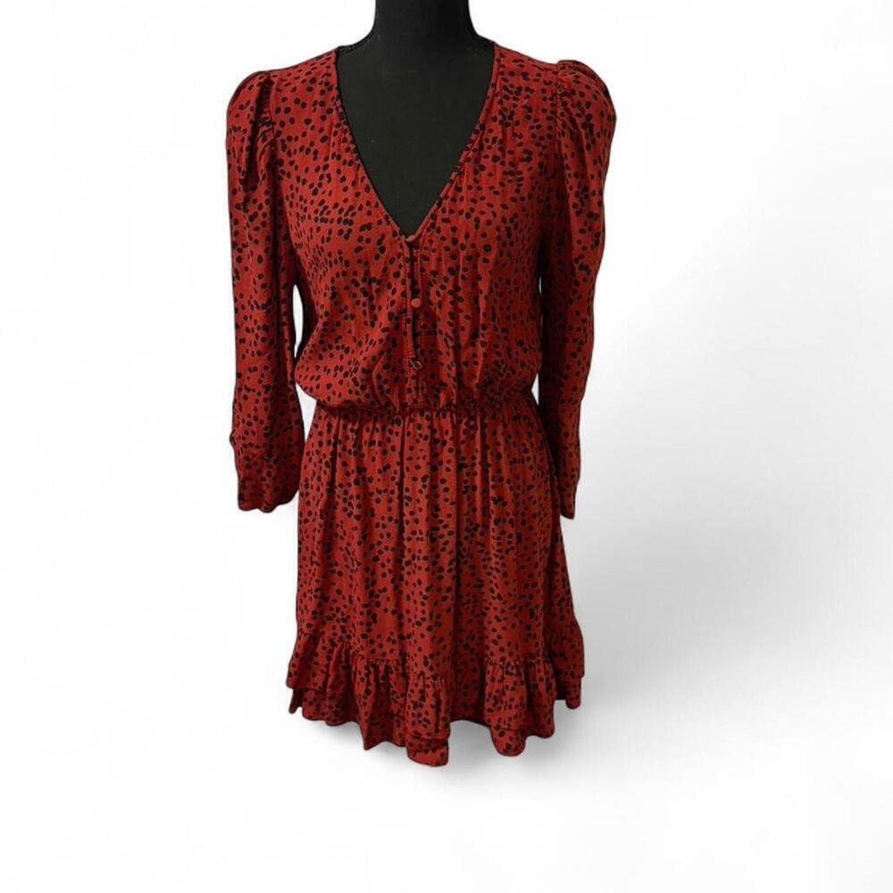Zara dark red and black print mini dress Size Large